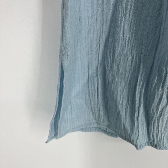 Soft Surroundings Tunic Top Size Small Womens Blue Talia Button Up Blouse Gauze - Picture 7 of 8